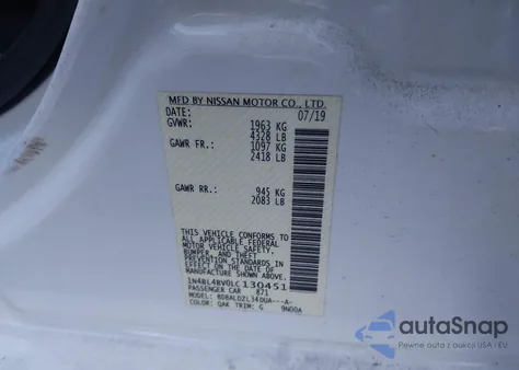 2020 Nissan Altima S Fwd from USA, damaged, VIN 1N4BL4BV0LC130451